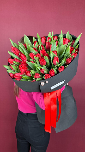 Красные тюльпаны 51 шт.