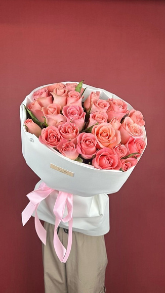 Кенийские персиковые розы 25 шт.