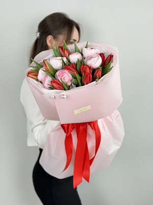 Авторский букет "Pink & Red"