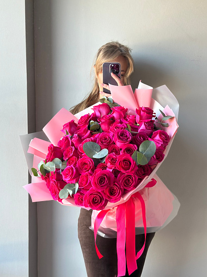 Роскошь 51 розы | Премиальные розы с крупным бутоном